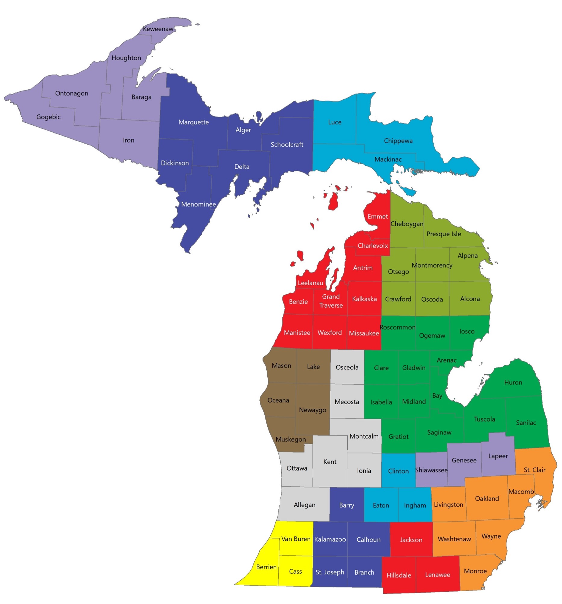 Michigan Regions Map